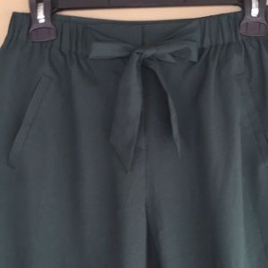 Hunter green joggers with zip and tie closure